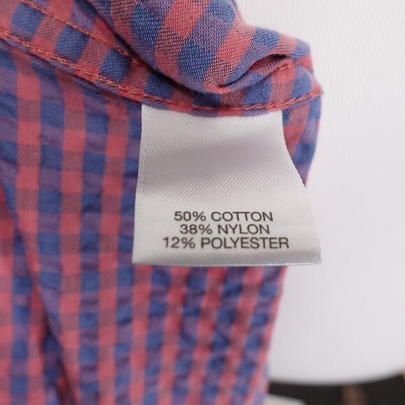 DANIEL CREMIEUX PERFORMANCE GINGHAM CHECK SEERSUCKER-LIKE BUTTON UP SHIRT L - Picture 7 of 7